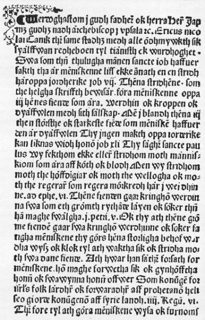 Första boken tryckt på svenska