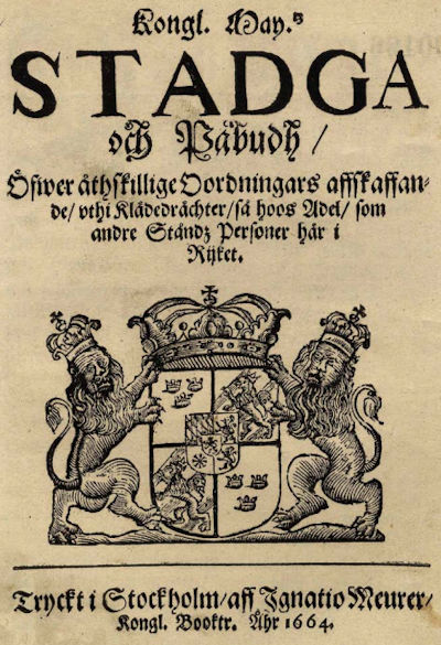 Förordning mot 'Yppighet och Öfwerflöd' från 15 mars 1700